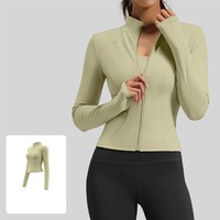 Veste de yoga pour femme à manches longues, coupe ajustée, sans coutures, avec trous pour les pouces, respirante, extensible, pour la course à pied, le cyclisme, les sports et les activités sportives