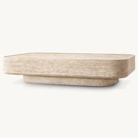 Table basse rectangulaire en pierre de travertin naturelle, style moderne et simple, pour salon