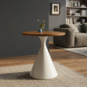 Modern <b>Round</b> Wood Coffee <b>Table</b> Minimalist Design Living Room Furniture - Product Image 2