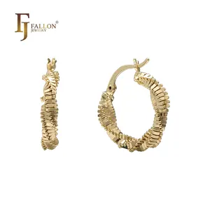 52101041 FJ Fallon Fashion Jewelry Twisted Spiky Magarita Hoop Earrings Plated In 14K Gold Brass Based