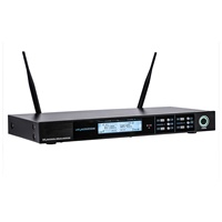 Système de microphone sans fil UHF IR professionnel longue portée R-0325A avec micros portatifs semi-métalliques 2 canaux pour conférence/église