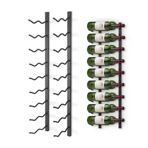 Soporte de exhibición de vino de hierro, estante montado en la pared, estilo Industrial, fácil montaje, negro