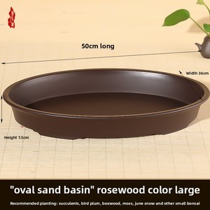 Maceta de Resina de Gran Calibre para Suculentas, Recipiente Ovalado Poco Profundo para Plantas Hidropónicas, Sin Perforaciones, para Jardín, Hogar y Exteriores - Product Image 3