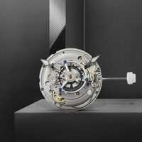 Fliegendes Tourbillon-Uhrwerk, 24 Steine, Selbstaufzug, Edelstahl, handgefertigt, hohl, langlebig, 25,85 mm (1,02 Zoll), Silber