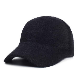 Casquette de baseball unisexe 6 panneaux en tissu chaud et épais avec fourrure douce, boucle en cuivre doré, <span class=keywords><strong>couleur</strong></span> unie, pour usage décontracté, sportif et extérieur - Product Image 2