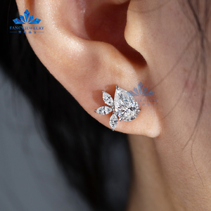 Nueva llegada joyería fina de lujo para mujer tornillo tachuelas pendiente 1CT VS1 corte de pera corte Marquesa 14K 18K oro laboratorio cultivado pendientes de diamantes - Product Image 3
