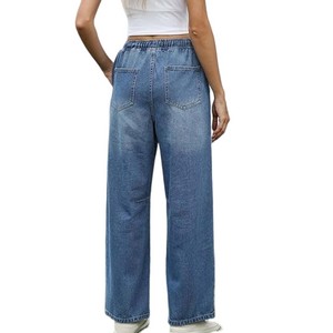 <span class=keywords><strong>Jeans</strong></span> Larghi da <span class=keywords><strong>Donna</strong></span> <span class=keywords><strong>con</strong></span> <span class=keywords><strong>Elastico</strong></span> <span class=keywords><strong>in</strong></span> <span class=keywords><strong>Vita</strong></span> e Coulisse, Pantaloni <span class=keywords><strong>in</strong></span> Denim Baggy <span class=keywords><strong>in</strong></span> Misto Cotone, Vestibilità Ampia e Gamba Dritta - Vendita all'Ingrosso - Product Image 4