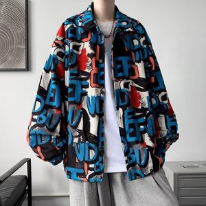 Camisa Unisex de Manga Larga, Holgada y Versátil, con Estampado de Grafiti Juvenil, Estilo Casual, para Otoño, Dropshipping, One Piece - Product Image 1