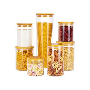 Large Size Air Tight High Borosilicate Glass Food Storage <b>Containers</b> Jar with Acacia Wood Lid Freezer Safe for Back to School - Product Image 1