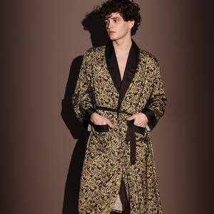 Peignoir en <span class=keywords><strong>satin</strong></span> pour <span class=keywords><strong>homme</strong></span>, nouvelle collection printemps-été 2025, manches longues, en soie glacée fine, pyjama, <span class=keywords><strong>robe</strong></span> <span class=keywords><strong>de</strong></span> <span class=keywords><strong>chambre</strong></span> - Product Image 2