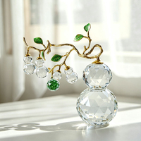Ornement de luxe en cristal de Chine fait main en forme de grande gourde, attire la richesse, la chance et la paix ; Décoration intérieure pour armoires à vin et entrées.