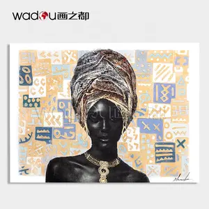 Pinturas de Arte de alta calidad para mujer africana, pinturas de arte de pared, Arte Fino texturizado único, Retrato moderno al óleo, 80x100cm