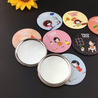 Miroir compact pour dames miroir de poche de maquillage personnalisé insigne de plaque d'étain de princesse pour Mini sac Rose