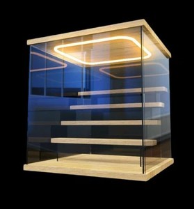 Vitrine d'exposition B2B personnalisée en bois massif et acrylique avec éclairage LED réglable, boîte <span class=keywords><strong>de</strong></span> présentation transparente anti-poussière à 5 niveaux pour figurines d'<span class=keywords><strong>action</strong></span> - Product Image 1