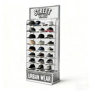 Espositore in Rete Metallica per Scarpe e Cappelli, Design a Più Livelli per Supermercati e Negozi al Dettaglio - Product Image 1