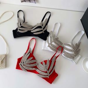 Top de Brasier Sexy y Moderno para Mujer, <span class=keywords><strong>con</strong></span> Diseño de Hojas Brillantes y Pedrería, <span class=keywords><strong>con</strong></span> Diamantes - Product Image 1