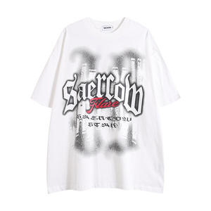 Camiseta de gran tamaño lisa de peso pesado personalizada Vintage lavada de algodón con logotipo de impresión para hombres - Product Image 3