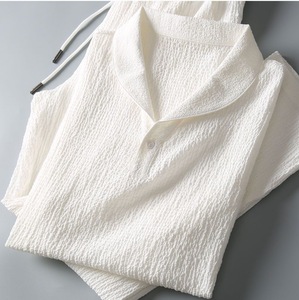 Ensemble assorti léger d'été pour <span class=keywords><strong>homme</strong></span> - Haut à manches courtes et pantalon long, <span class=keywords><strong>tenue</strong></span> décontractée minimaliste pour le quotidien - Product Image 6