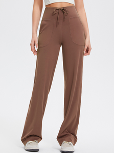 Leggings taille haute à effet ventre plat, coupe large, effet push-up fessier, style évasé, pour le yoga, en Spandex/Nylon - Product Image 3