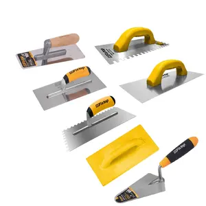 GSFIXTOP Plastering Trowel Tools 280x120mm Finishes Common Polished Carbon Steel Notched Trowel With Soft Grip