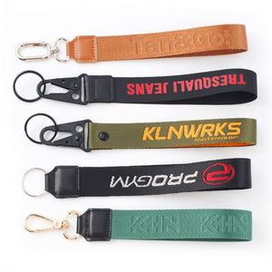 Custom Logo <b>Lanyard</b> Woven Embroidered Short Keychain Motorcycle Wrist <b>Lanyards</b> With High Quality Spring Hook - Product Image 4