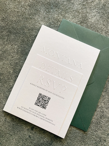Invitación de Boda Clásica Personalizada con Relieve, Impresión Tipográfica Moderna y Minimalista con Código QR - Product Image 2