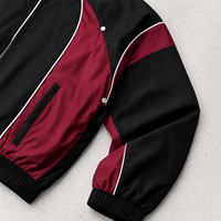Survêtement de jogging en nylon réfléchissant avec logo personnalisé OEM, coupe-vent pour homme, ensemble en nylon avec bandes blanches pour homme