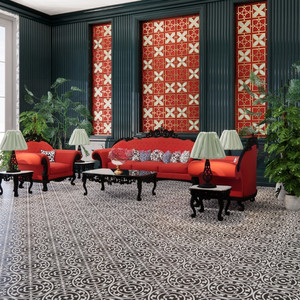 Baldosa de Cemento Hexagonal Minimalista de 200x200mm con Textura de Flores y Plantas, para Paredes y Pisos Interiores Modernos, Comercio Internacional B2B - Product Image 3