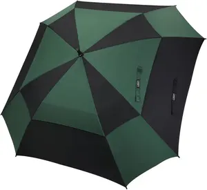 Alta qualidade personalizado logotipo quadrado golf guarda-chuva dupla camada automática para guarda-sol e impermeável