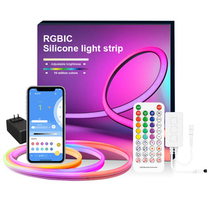 Tira de LED de Silicona <span class=keywords><strong>RGBIC</strong></span> Individualmente Direccionable, Control Remoto por Aplicación, 16 Millones de Colores, Regulable, Luz de Cuerda Flexible de Color de Ensueño - Product Image 1