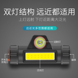 Led Headlamp Cob Rechargeable 2000mAh Adjustable Brightness Waterproof Portable For Fishing And Car Repair - Product Image 5