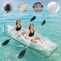 Kayak gonflable transparent pour 2 personnes, bateau d'assaut multi-personnes en PVC écologique de 30 microns d'épaisseur, portable