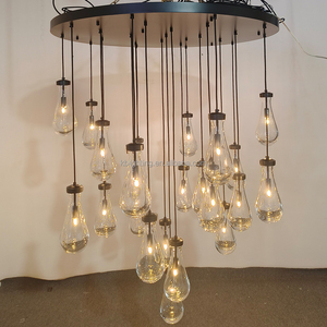 계단 크리스탈 빗방울 샹들리에 조명 원형 대형 펜던트 조명 높은 천장 고급 롱 레인 드롭 샹들리에 - Product Image 4