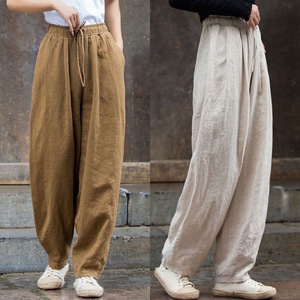 Harem Pants Women Cotton Linen Loose Plus Size Casual Breathable Lantern Pants With Pockets Spring Summer 2025 New Style - Product Image 2