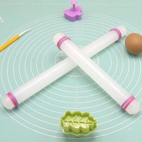 Rouleau à pâtisserie en PP avec anneau en caoutchouc - Outil de cuisson domestique pour gâteaux