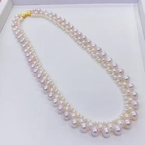 สร้อยคอไข่มุกน้ำจืดทรงเกือบกลม ขนาด 3-6 มม. ดีไซน์หรูหรา สวยงาม คุณภาพเกือบไร้ตำหนิ - Product Image 1