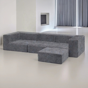 Canapé modulaire moderne en forme de <span class=keywords><strong>cube</strong></span>, design en tissu velours doux, combinaison libre, canapé de salon avec ottoman - Product Image 2