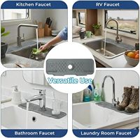 Support de Robinet en Silicone Anti-Goutte, Tapis de Séchage, Porte-Savon et Éponge, Protection Anti-Éclaboussures pour Évier de Cuisine et Salle de Bain