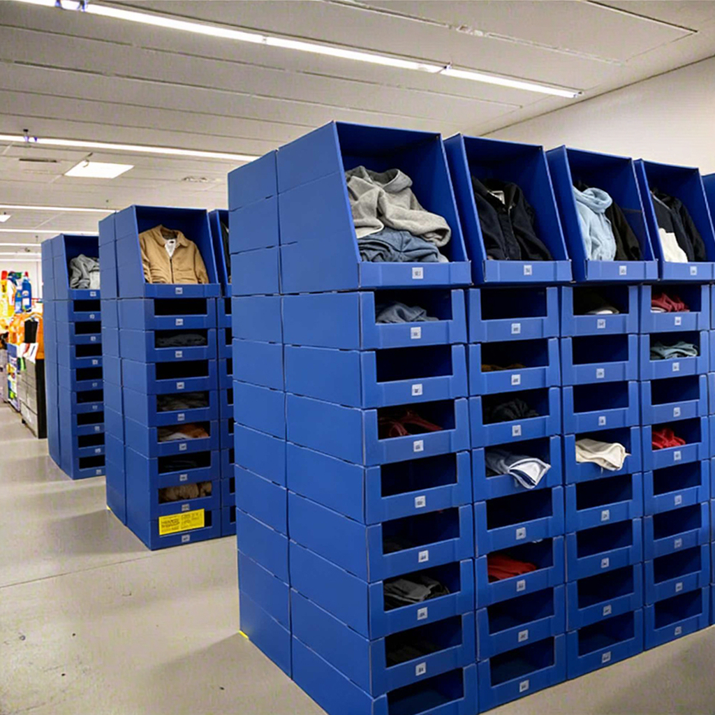 Bac d'entrepôt bleu foncé