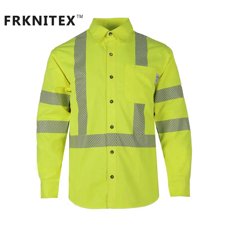 FRKNITEX Fr เสื้อผ้าผู้ชายสะท้อนความปลอดภัย,เสื้อทำงานทนไฟระบายอากาศได้