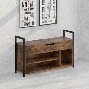 2-Tier Convertible Modern Home Furniture <b>Shoe</b> Rack Organizer <b>Bench</b> Entryway Wooden <b>Shoe</b> Storage Cushion Armrests Freestanding - Product Image 3