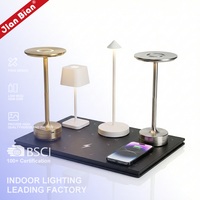 Lampe de Table Portable de Luxe pour Hôtellerie-Restauration, Veilleuse Rechargeable avec Capteur Tactile et Station de Recharge Sans Fil