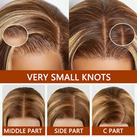 Perruques sans colle en cheveux humains vierges blonds ombrés marron, prêtes à porter, pré-coupées en usine, avec dentelle transparente HD pour femmes