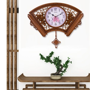 Chinese Style Fan Shape Wall <b>Clock</b> <b>Battery</b> Powered Living Room Decor Art Music <b>Clock</b> Single Face Irregular Design - Product Image 2