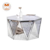 Hot Beautiful Accent Table basse à miroir à facettes avec faux diamant écrasé