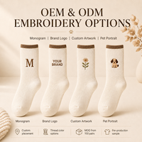 Chaussettes en coton mélangé côtelées brodées sur mesure, OEM ODM, avec logo de marque privée pour femmes