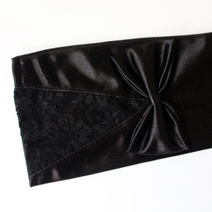MIO Fashion Élégantes Mitaines de Mariée Longueur Coude, Nœud Noir en Dentelle Nylon <span class=keywords><strong>et</strong></span> Satin Doux, Gants de Soirée pour <span class=keywords><strong>Femme</strong></span> - Product Image 5