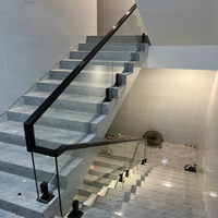 Système de balustrade en verre moderne - Profilé de serrage en acier inoxydable et aluminium pour escalier extérieur, balcon, terrasse, sécurité renforcée