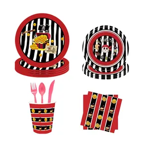 Factory pirate themed birthday party supplies paper towels plate cups flags table cloth party decoration dinner plate set