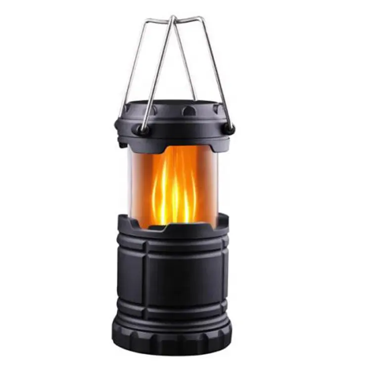 Outdoor Tent Decoratieve Licht Opknoping Mini Draagbare Inklapbare Fire Flickering Flame Led Camping Lantaarn